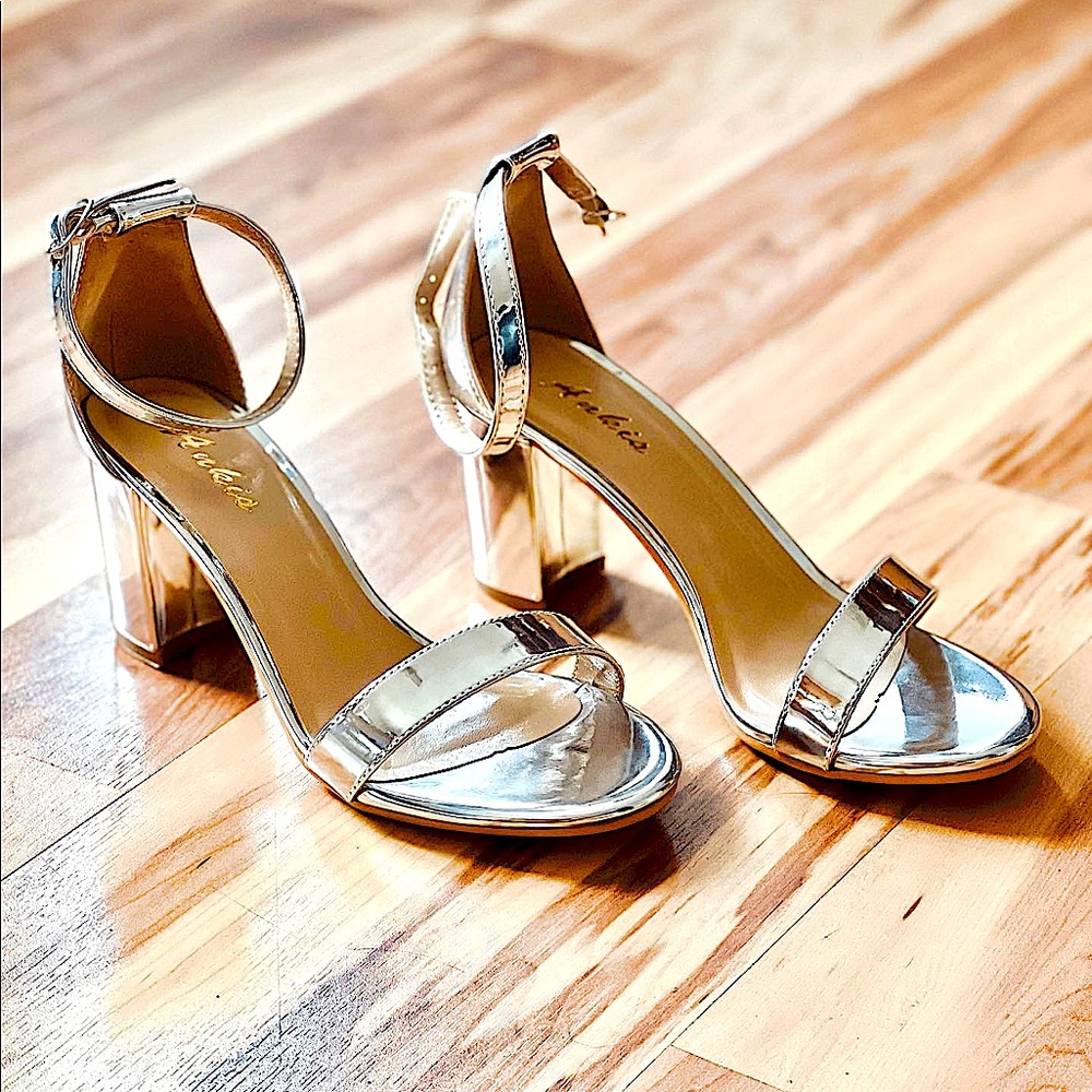 Silver Block Heels